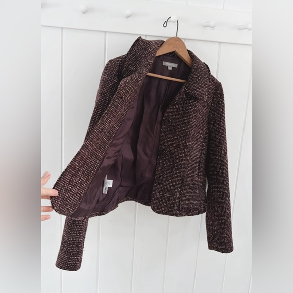 Ann Taylor Wool Tweed Two Piece Set Blazer Skirt Fringe Women 6 Office Feminine - Picture 7 of 16